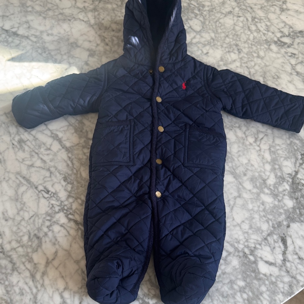 Ralph Lauren Navy Quilted Footie